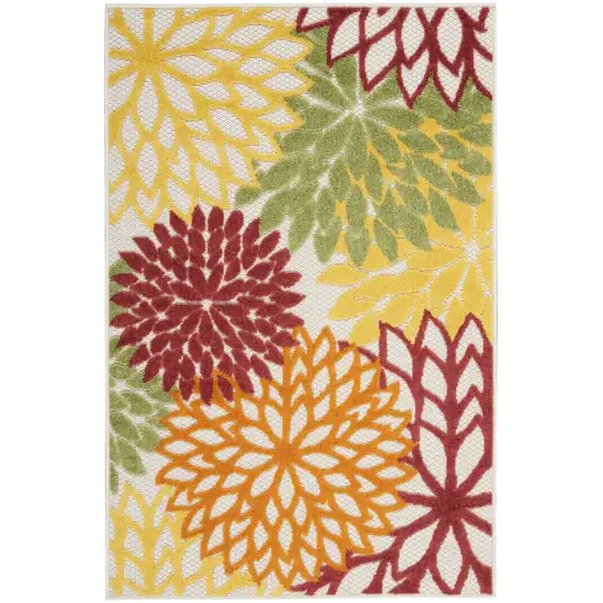 Red Floral Non Skid Indoor Outdoor Area Rug Photo 2