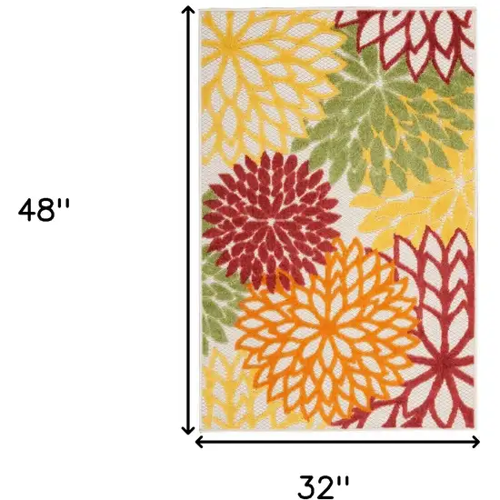 Red Floral Non Skid Indoor Outdoor Area Rug Photo 5