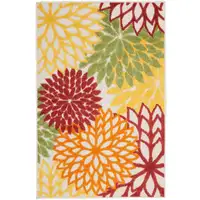 Photo of Red Floral Non Skid Indoor Outdoor Area Rug