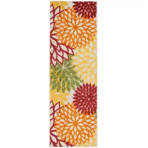 Photo of Red Floral Non Skid Indoor Outdoor Runner Rug