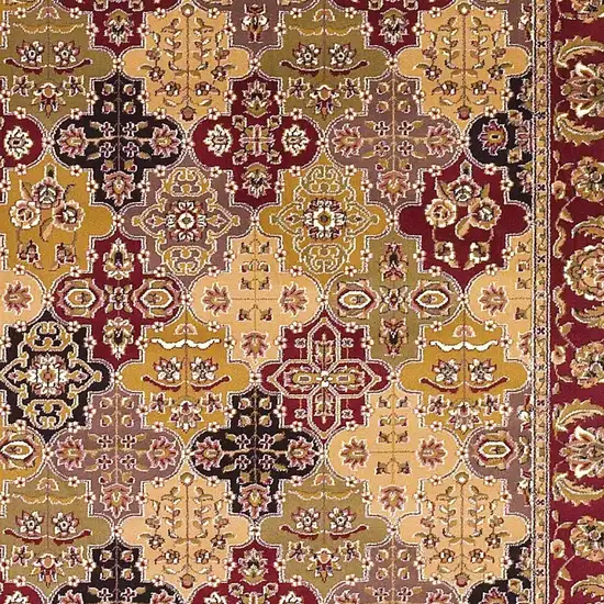 Red Floral Panel Bordered Area Rug Photo 6