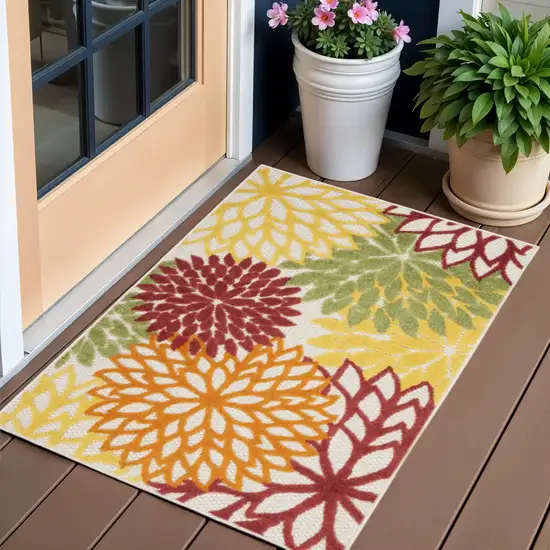 Green Orange and Red Indoor Outdoor Area Rug Photo 1