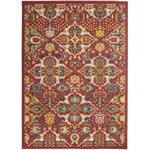 Photo of Red Floral Power Loom Area Rug