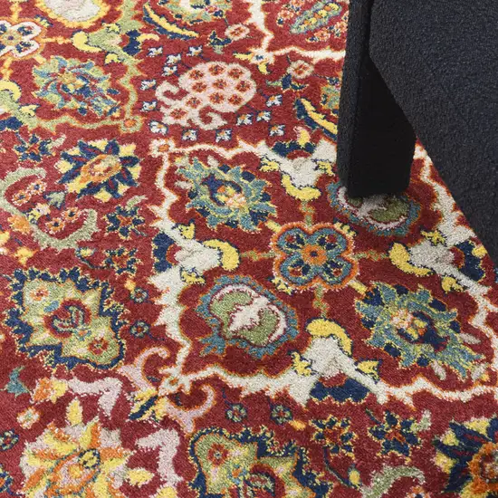 Red Floral Power Loom Area Rug Photo 8