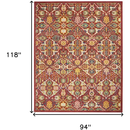 Red Floral Power Loom Area Rug Photo 6