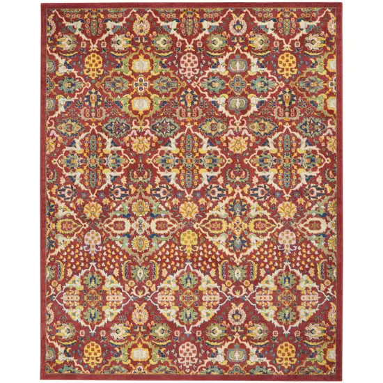 Red Floral Power Loom Area Rug Photo 1