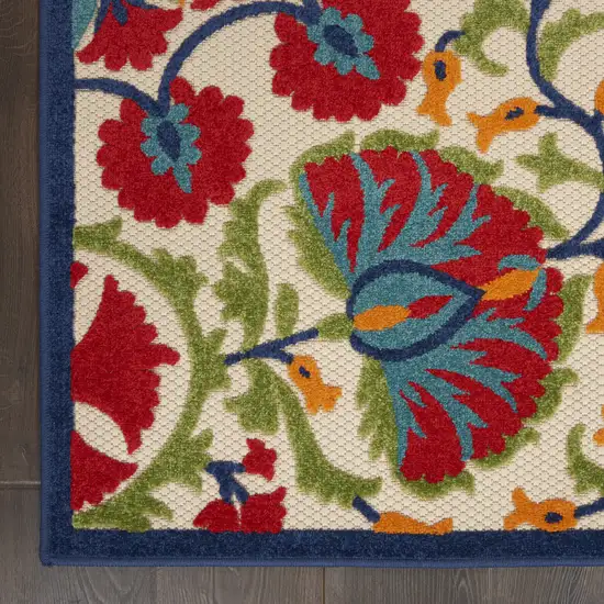 Red Floral Power Loom Area Rug Photo 3