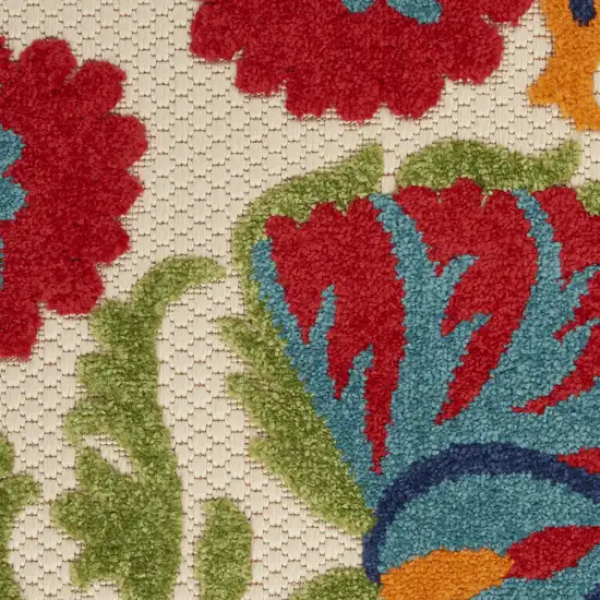 Red Floral Power Loom Area Rug Photo 5