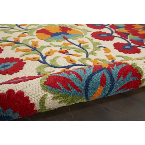 Red Floral Power Loom Area Rug Photo 4