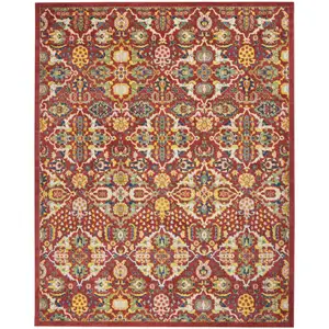 Photo of Red Floral Power Loom Area Rug