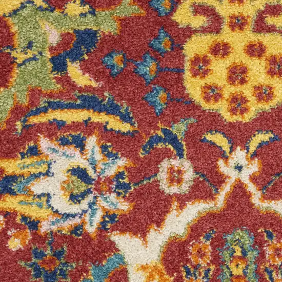 Red Floral Power Loom Area Rug Photo 7