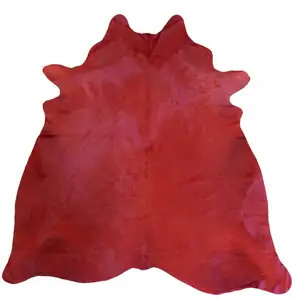 Photo of Red Genuine Cowhide Area Rug