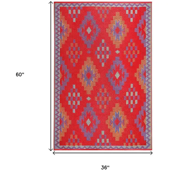 Red Geometric Indoor Outdoor Area Rug Photo 3