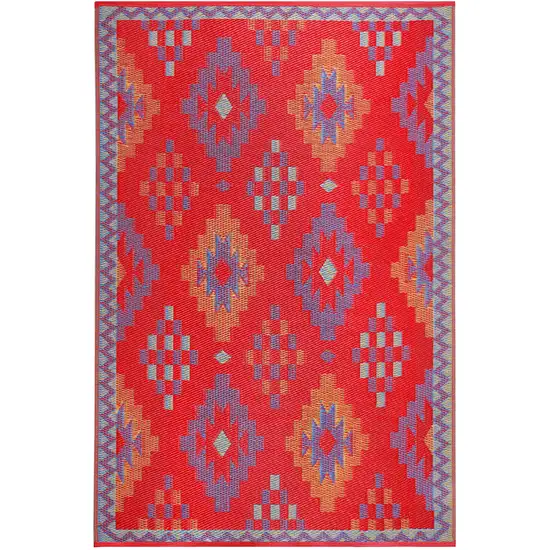 Red Geometric Indoor Outdoor Area Rug Photo 2