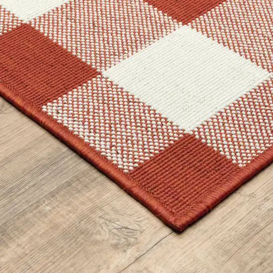 Red Geometric Stain Resistant Indoor Outdoor Area Rug Photo 4