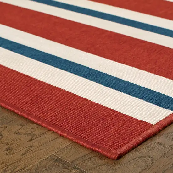 Red Geometric Stain Resistant Indoor Outdoor Area Rug Photo 6