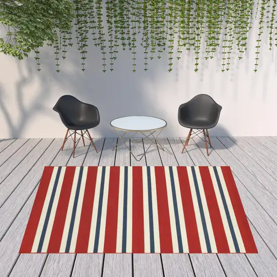 Red Geometric Stain Resistant Indoor Outdoor Area Rug Photo 2