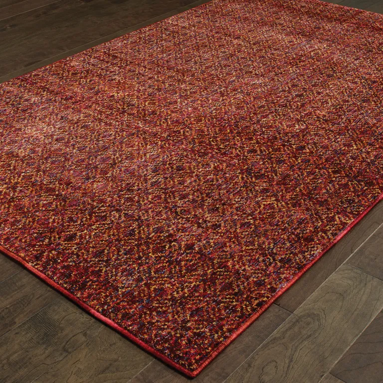 Red Gold And Blue Geometric Power Loom Stain Resistant Area Rug Photo 4