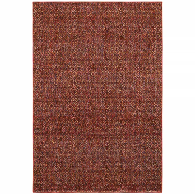 Red Gold And Blue Geometric Power Loom Stain Resistant Area Rug Photo 1