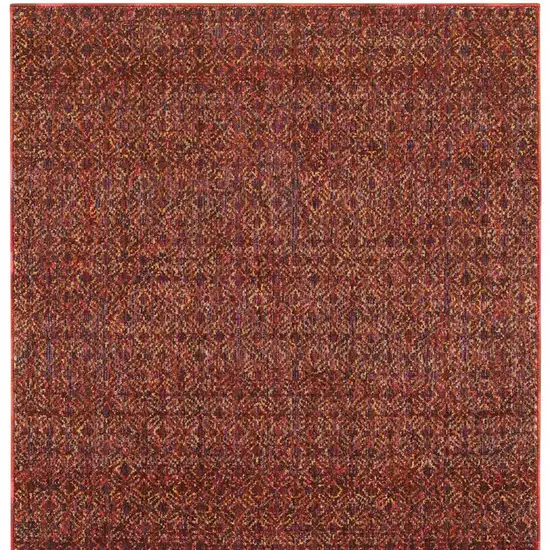Red and Gold Geometric Power Loom Area Rug Photo 5