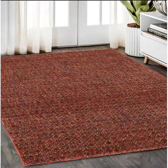 Red and Gold Geometric Power Loom Area Rug Photo 1