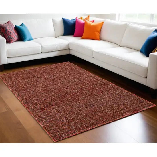 Red and Gold Geometric Power Loom Area Rug Photo 1