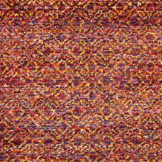 Red Gold And Blue Geometric Power Loom Stain Resistant Runner Rug Photo 3