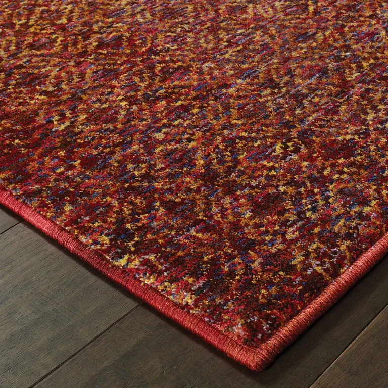 Red Gold And Blue Geometric Power Loom Stain Resistant Runner Rug Photo 4