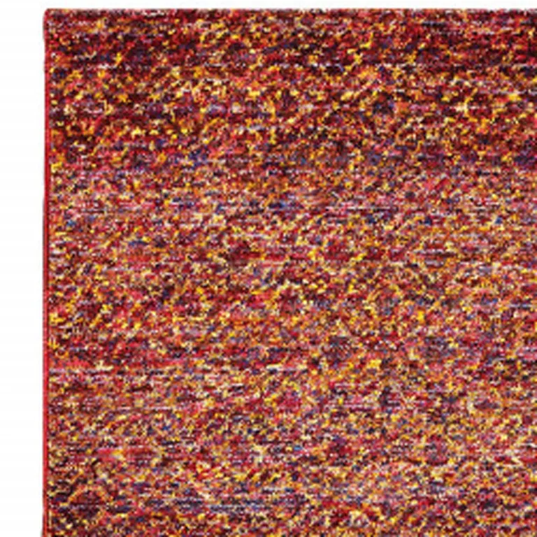 Red Gold And Blue Geometric Power Loom Stain Resistant Runner Rug Photo 3