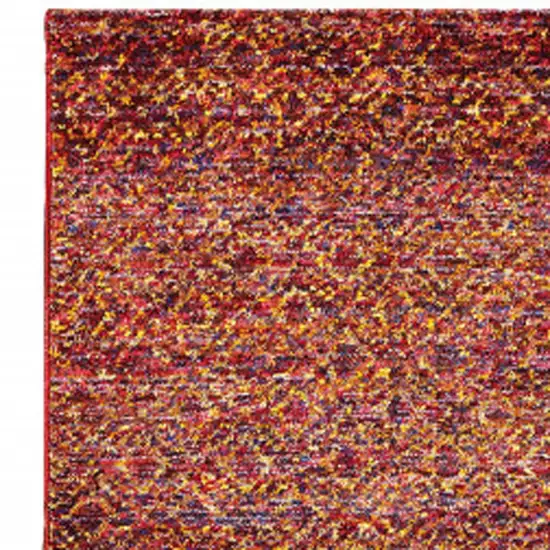 Red Gold And Blue Geometric Power Loom Stain Resistant Runner Rug Photo 3