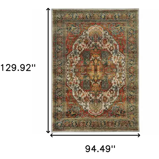 Red and Gold Oriental Power Loom Area Rug Photo 3