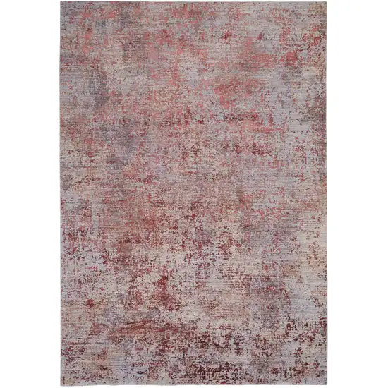 Red Gray and Pink Abstract Power Loom Area Rug Photo 2