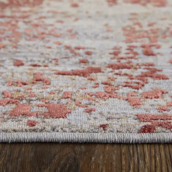 Red Gray and Pink Abstract Power Loom Area Rug Photo 6