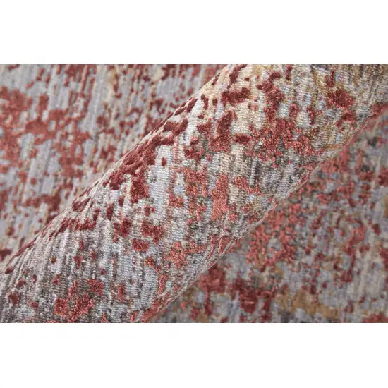 Red Gray and Pink Abstract Power Loom Area Rug Photo 4