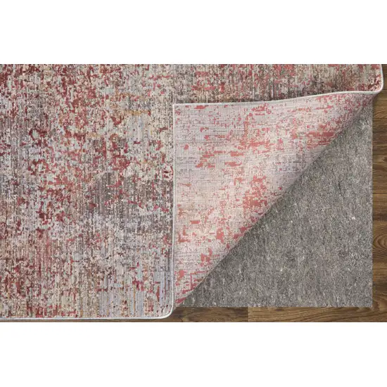 Red Gray and Pink Abstract Power Loom Area Rug Photo 8