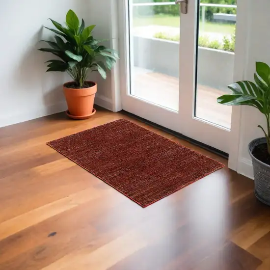 Red and Gray Power Loom Area Rug Photo 1