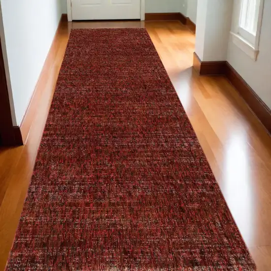 12' Runner Red Grey Deep and Charcoal Power Loom Runner Rug Photo 1