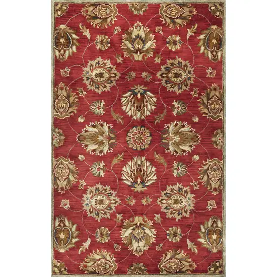 Red Hand Tufted Traditional Floral Indoor Area Rug Photo 1