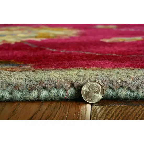 Red Hand Tufted Traditional Floral Indoor Area Rug Photo 5