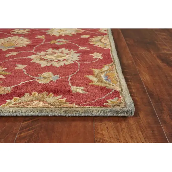 Red Hand Tufted Traditional Floral Indoor Area Rug Photo 4