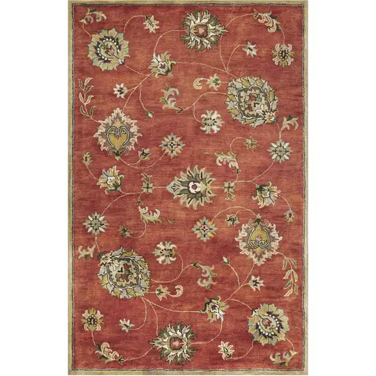 Red Hand Tufted Traditional Floral Indoor Area Rug Photo 2