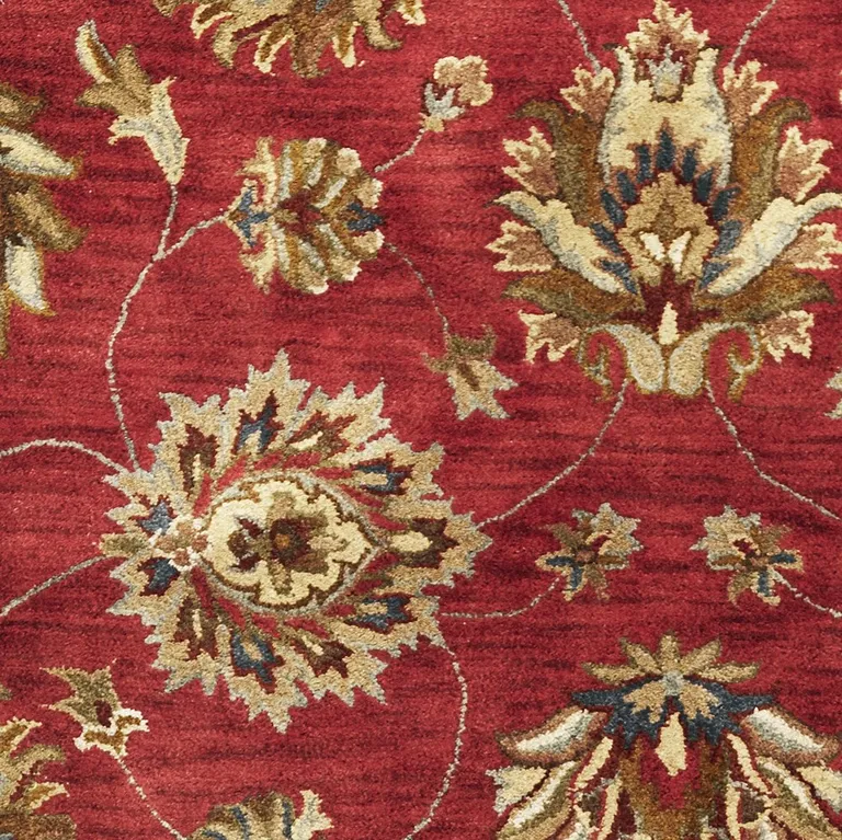 Red Hand Tufted Traditional Floral Indoor Area Rug Photo 2