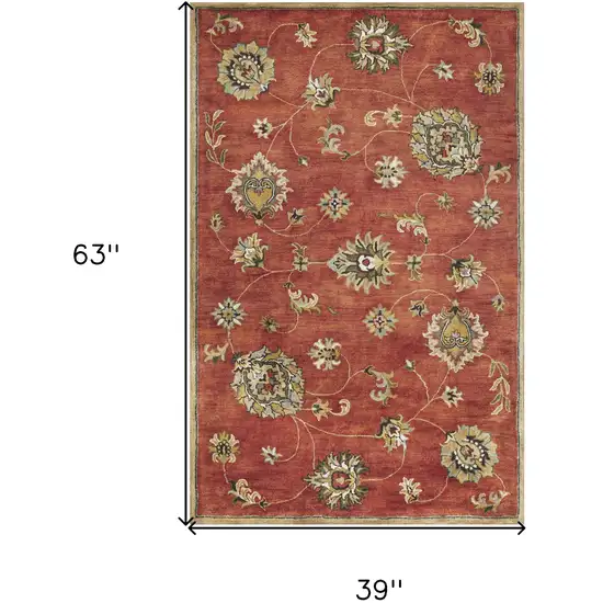 Red Hand Tufted Wool Traditional Floral Indoor Area Rug Photo 9