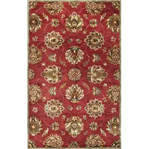 Photo of Red Hand Tufted Wool Traditional Floral Indoor Area Rug