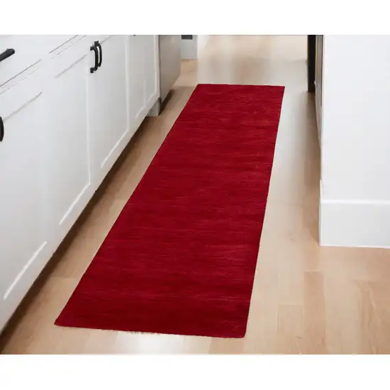 Red Hand Woven Runner Rug Photo 1