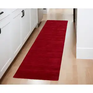 Photo of Red Hand Woven Runner Rug