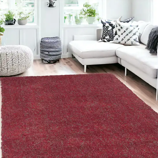 8'X10' Red Heather Indoor Shag Rug Photo 1