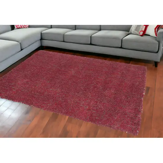 8'X11' Red Heather Indoor Shag Rug Photo 1