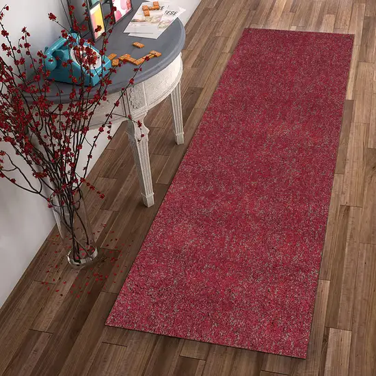 Red Heather Indoor Shag Runner Rug Photo 4