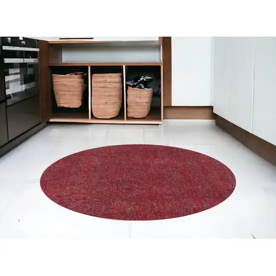 6' Red Heather Round Indoor Shag Rug Photo 1